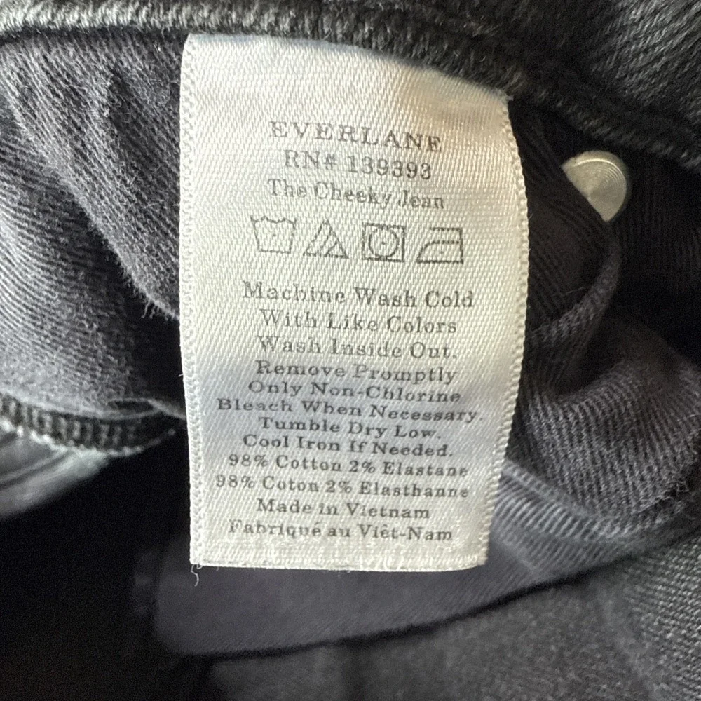 Everlane The Cheeky Jean Womens‎ 27 Black Slim Straight High Rise Classic Denim